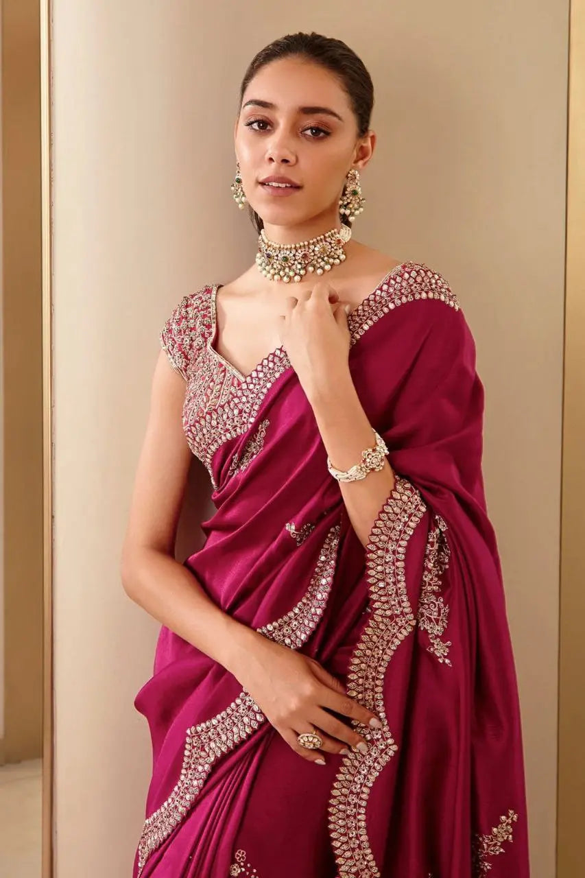Vichitra Silk Embroidery Saree NextBuy