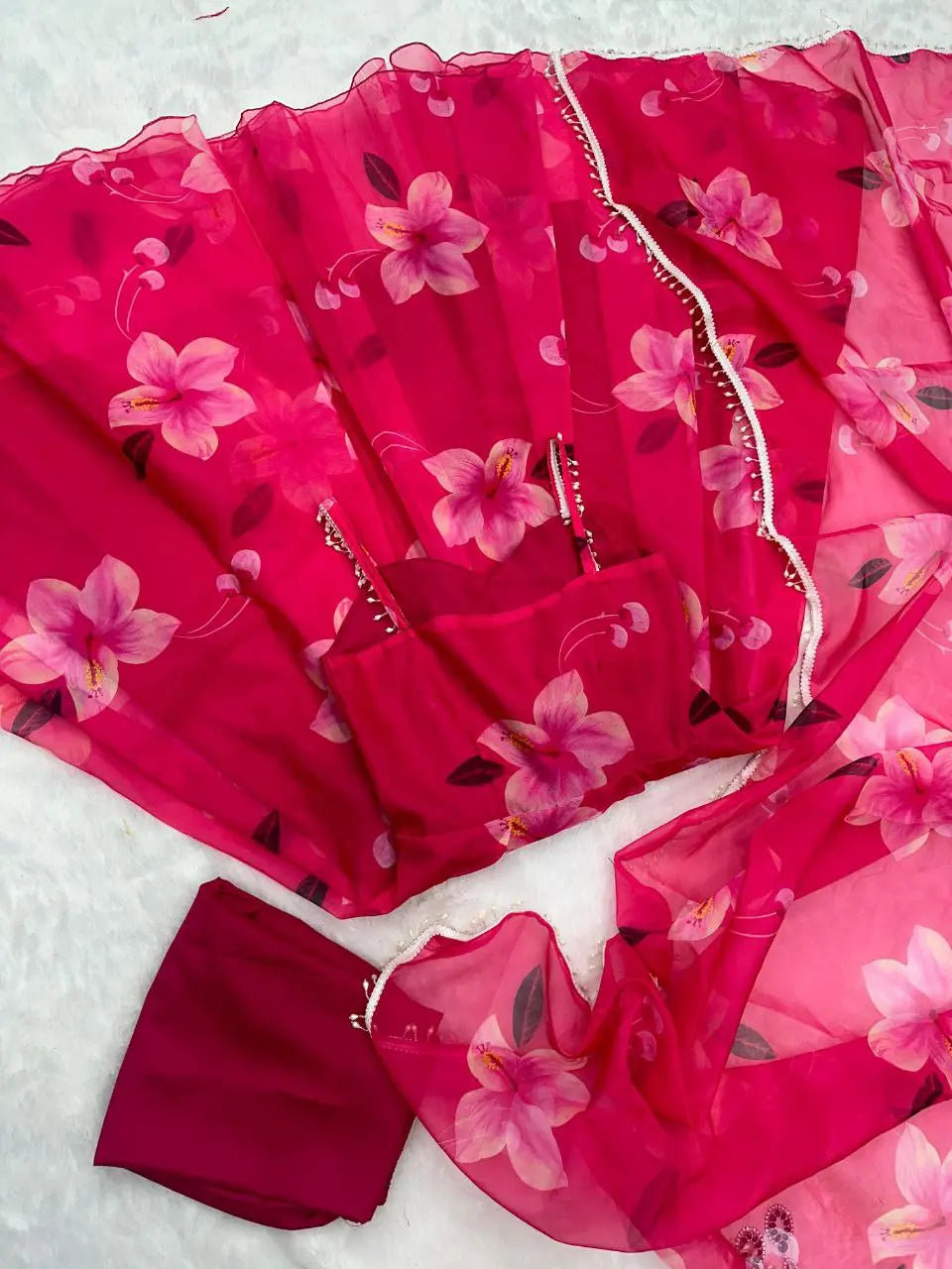 Digital Printed Organza Silk Anarkali Suit With Huge Flair NextBuy