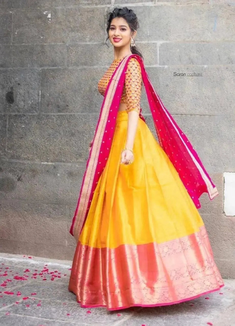 Kanjiveram Silk zari Half Saree Now In Trend NextBuy