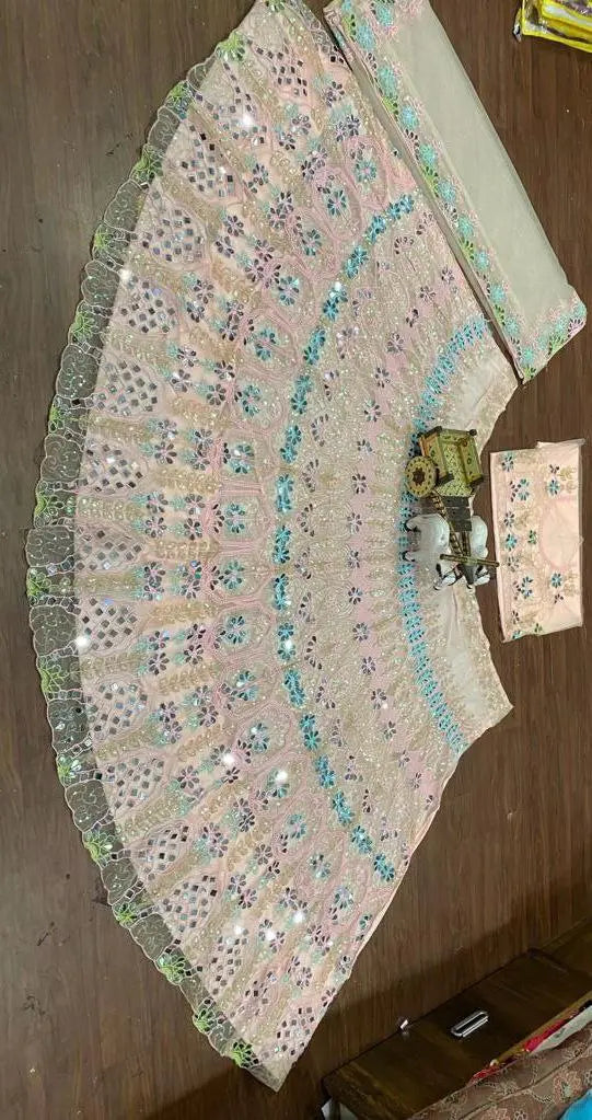 Launching Exclusive 4-Meter Flare Real Mirror Embroidery Sequins Work Lehenga NextBuy
