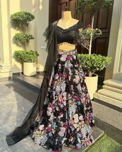 Launching 4 Meter Flared Double Sequins Work – Party Wear Lehenga NextBuy