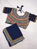 Ready to Wear Saree with Full-Stitched Embroidered Blouse NextBuy