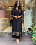 Elegant Black Elephant Suit Set with Masleen Fabric