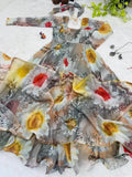 Luxury Gown with Dupatta in Digital Print Organza Taby Silk Fabric