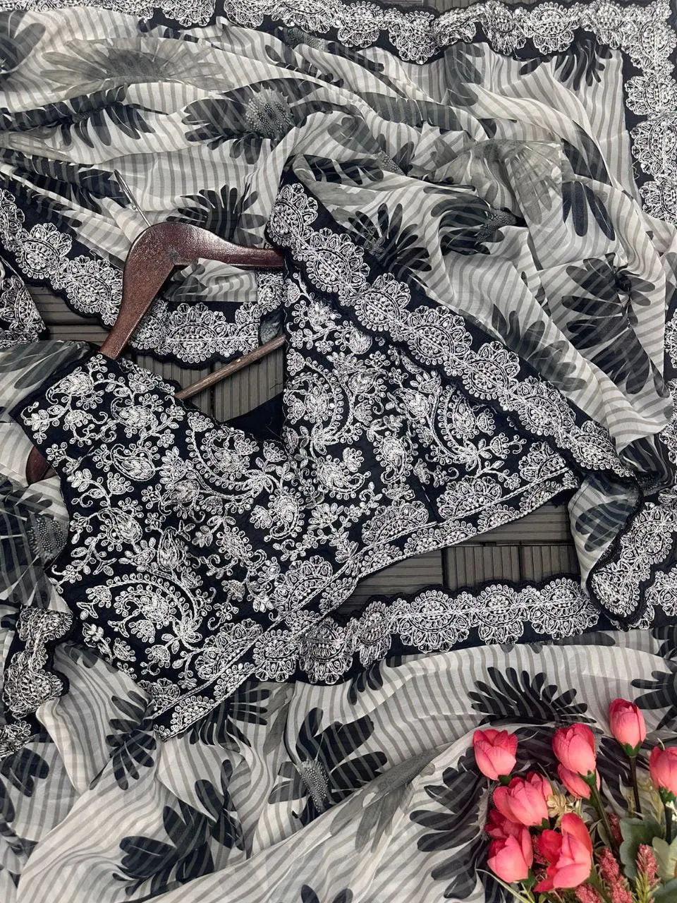 Premium Heavy Georgette Ready to Wear Saree with Stunning Embroidery Detail