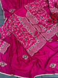 Premium Embroidery Cording Work Saree with Full Koti and Banglori Blouse