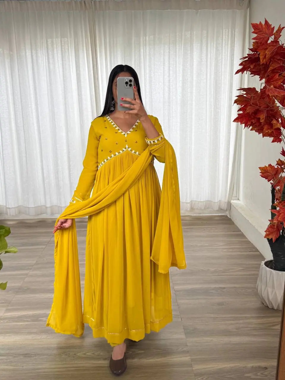 Luxury festive outfit in Fox Georgette fabric, perfect for weddings and celebrations