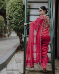 Embroidered Organza Silk Saree – Stunning ethnic wear with 3mm sequins work and designer borders.