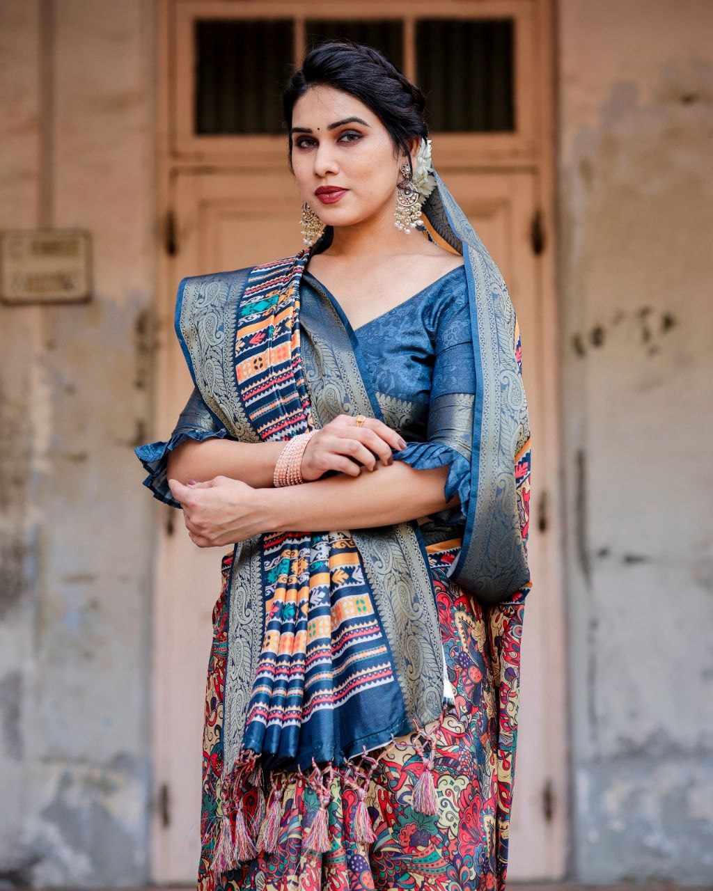 Banarasi Silk Digital Print Saree – Designer Wedding Saree Online NextBuy
