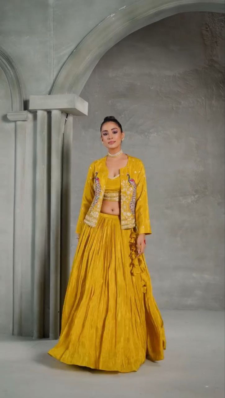 Festival Special Crop Top with Jacket & Lehenga – Designer Ethnic Wear NextBuy
