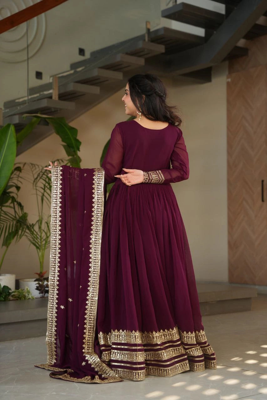 Full sleeves bridal dress with lace dupatta