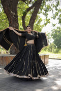 Adorable Black Rayon Lehenga- Choli & Dupatta Set - NextBuy