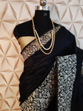 Anglori Handloom Raw Silk Saree with Kalamkari Weaving Border and Rich Pallu with Tradional Tassels at Pallu and Contrast Blouse Piece - NextBuy
