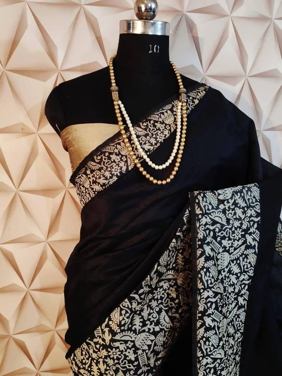 Anglori Handloom Raw Silk Saree with Kalamkari Weaving Border and Rich Pallu with Tradional Tassels at Pallu and Contrast Blouse Piece - NextBuy