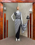 HEAVY SABURI SILK WITH HALF BLOOMING AND HALF PRINT SEQUENCE EMBROIDERY WORK - NextBuy