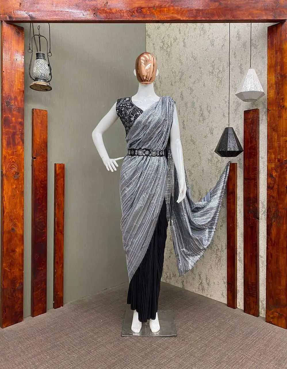 HEAVY SABURI SILK WITH HALF BLOOMING AND HALF PRINT SEQUENCE EMBROIDERY WORK - NextBuy