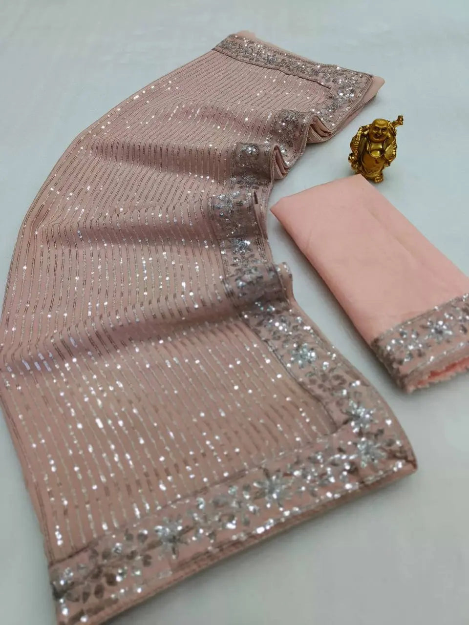 Full Saree Of Georgette With Heavy 3MM Sequins Embroidery Work - NextBuy