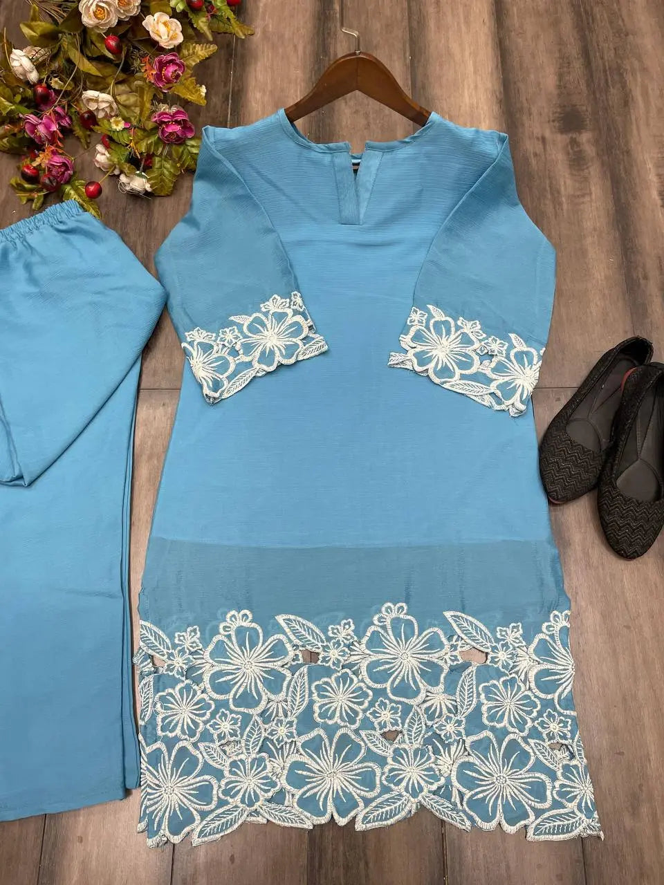DESIGNER EXCLUSIVE NEW HEAVY CHINON FABRIC WITH EMBROIDERY WORK CO-ORDSETS NextBuy