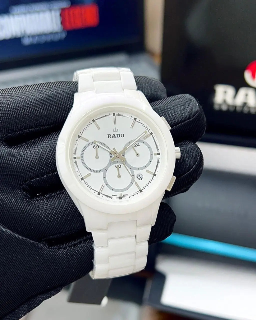 Rado HyperChrome Chronograph Watch | Original Men's Watch | Premium 7AA Collection | White Ceramic Bracelet NextBuy