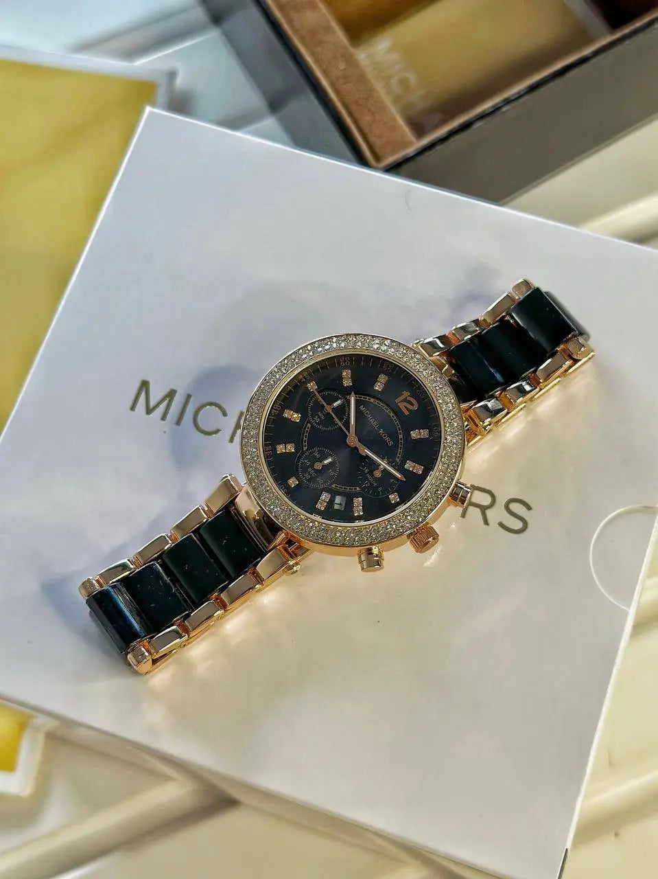 Michael Kors Luxury Black & Gold Stylish Girls Watch NextBuy