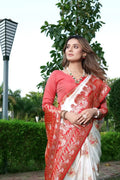Banarasi Style Pure Kanjivaram Silk Jacquard Kanchipuram Pattu Saree With Un-Stiched Blouse NextBuy