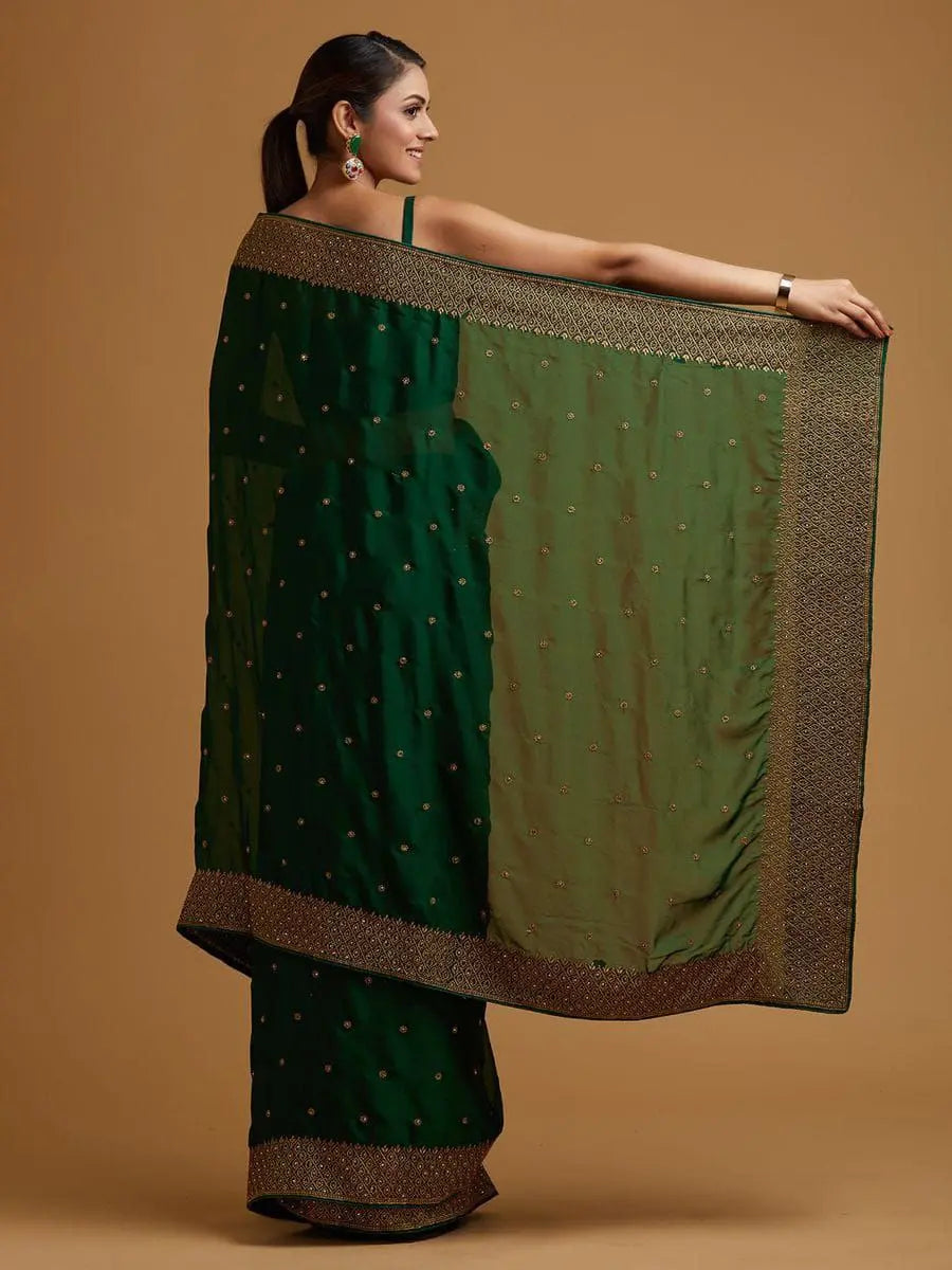 Green Zariwork Semi Crepe Designer Saree NextBuy