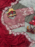 DESIGNER HEAVY EMBRODERY WORK FULLY STICHED BLOUSE SAREE NextBuy