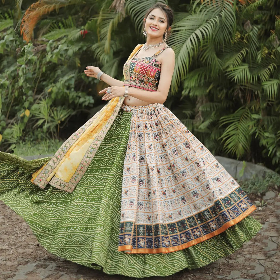 Bandhej Patola Foil Print Lahenga Choli (Full stitched) NextBuy