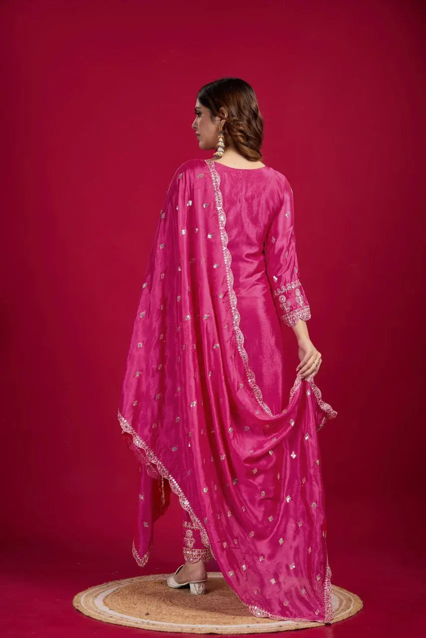 Presenting New Collection Heavy Chinon Silk Top-Bottom And Dupatta Set Fully Stitched Ready To Wear NextBuy