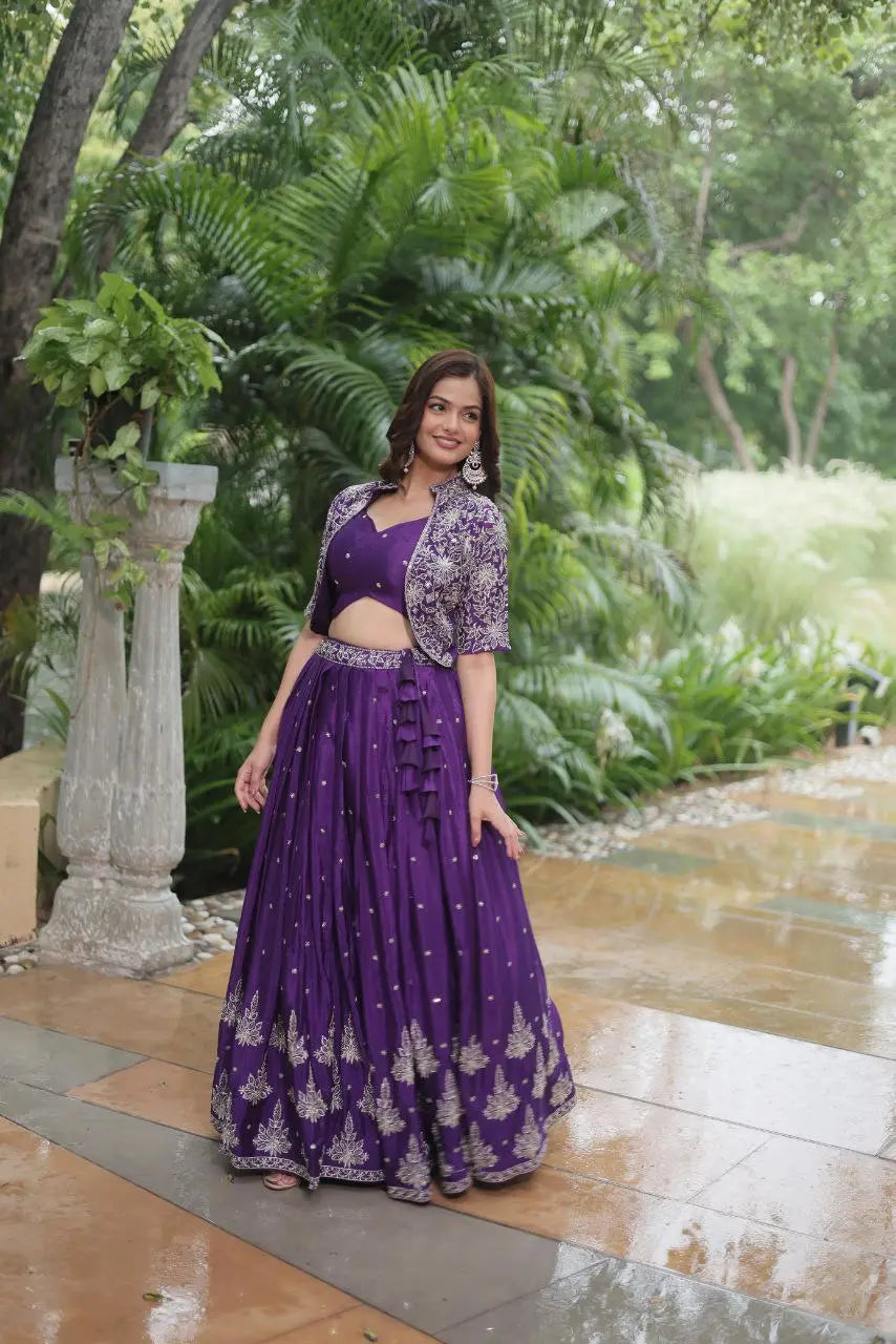 Pure Chinnon With Rich Embroidered Sequins Work (Full-Stitched) NextBuy