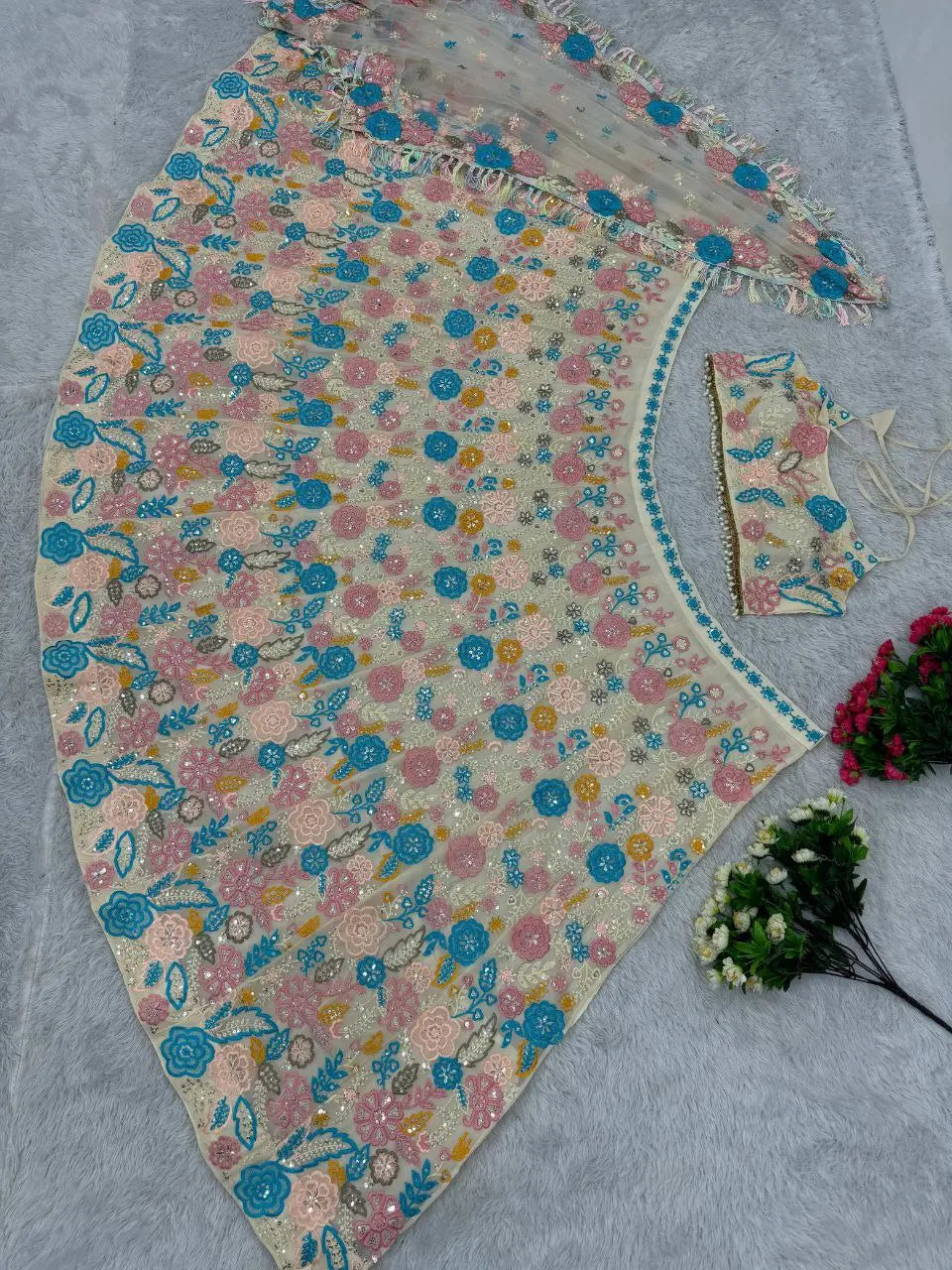 BRIDAL WEAR HEAVY FUAX GEORGETTE EMBROIDERED SEQUENCE WORK LEHENGAS CHOLI WITH DUPATTA NextBuy