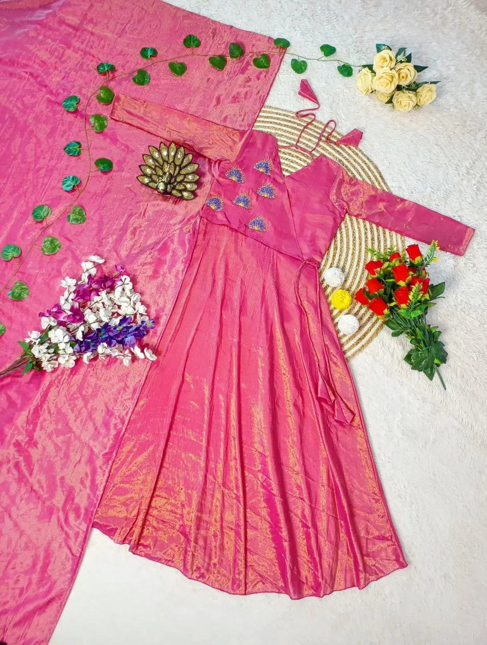 Introducing Our Super Hit Collection: Designer Hand Work Coat Style Tissue Silk Gown with Dupatta – A Beautiful Blend of Elegance and Charm for Weddings and Festivals NextBuy