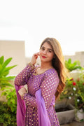 Designer Anarkali Suit with Fancy Lace Sleeves and Sequins Detailing