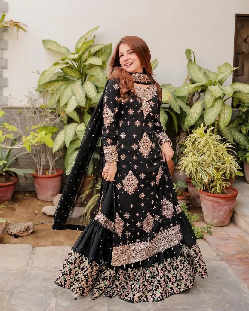 Eid Special Sharara Set with Embroidered Sequence Work