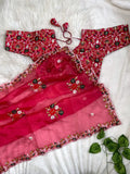 Designer Organza Saree with Sequins Work – Perfect festive wear with shimmering details and fine craftsmanship.