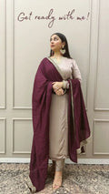 New Roman Fabric Suit Set – Elegant Embroidered Women's Ethnic Wear NextBuy