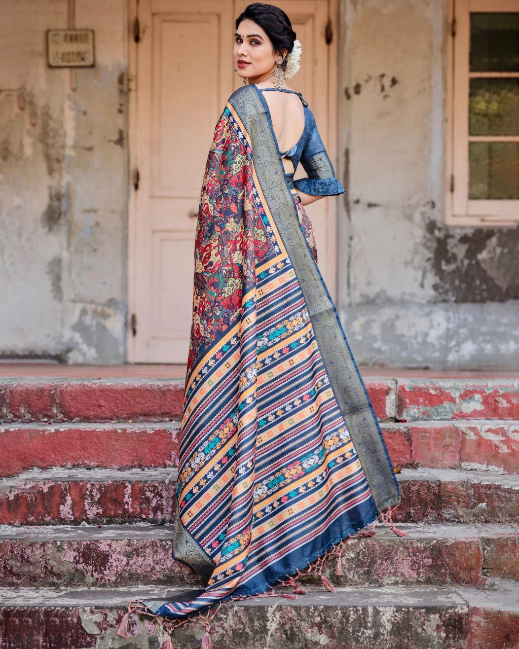 Banarasi Silk Digital Print Saree – Designer Wedding Saree Online NextBuy