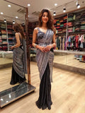 HEAVY SABURI SILK WITH HALF BLOOMING AND HALF PRINT SEQUENCE EMBROIDERY WORK - NextBuy