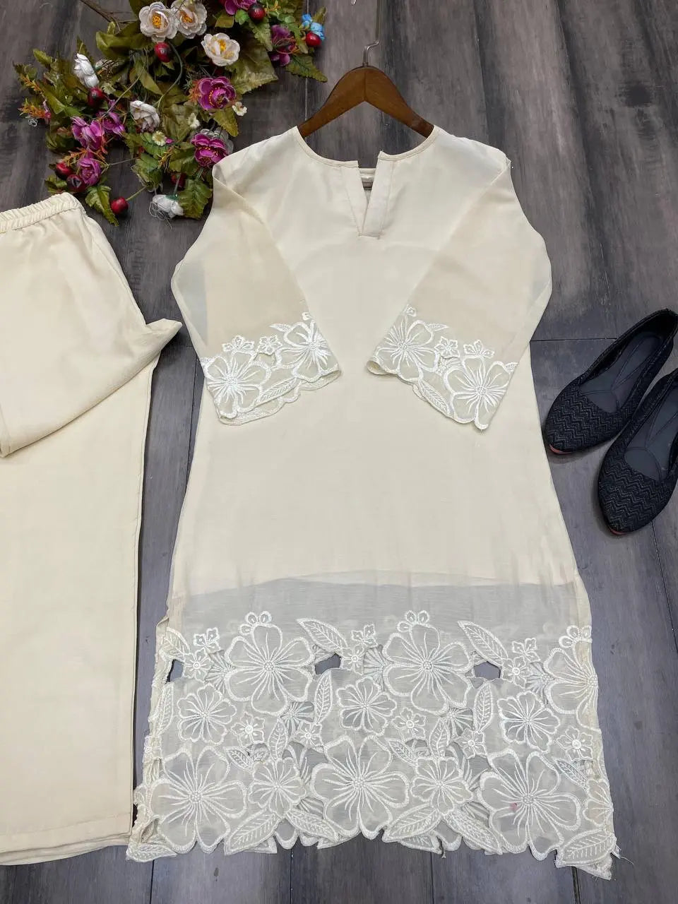DESIGNER EXCLUSIVE NEW HEAVY CHINON FABRIC WITH EMBROIDERY WORK CO-ORDSETS NextBuy