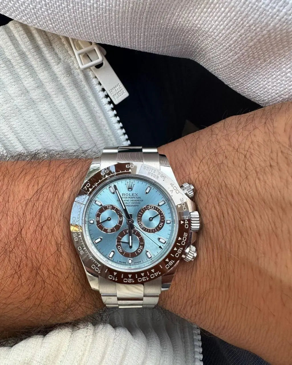 Rolex Cosmograph Daytona Platinum Ice Blue Dial – Premium Watch for Men with Ceramic Ring Professional Racing Heritage Meets Timeless Luxury NextBuy