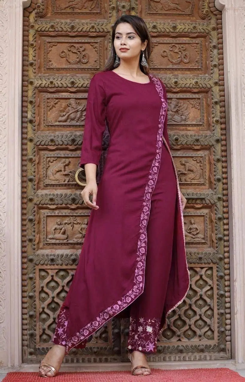 Embroidered Kurti Palazzo Set (6 Colors) NextBuy