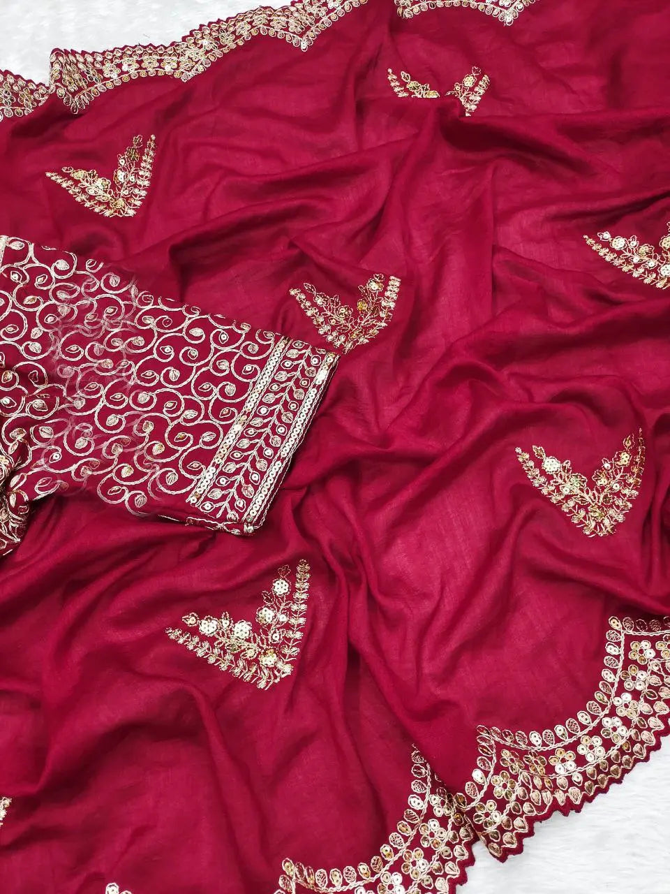Vichitra Silk Embroidery Saree NextBuy