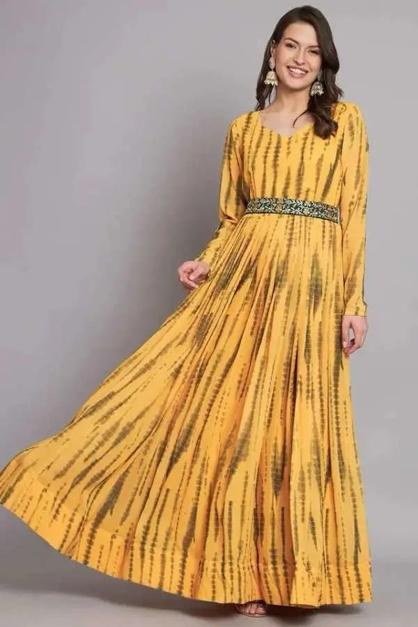 New Sibori Print Maxi Dress With Belt NextBuy