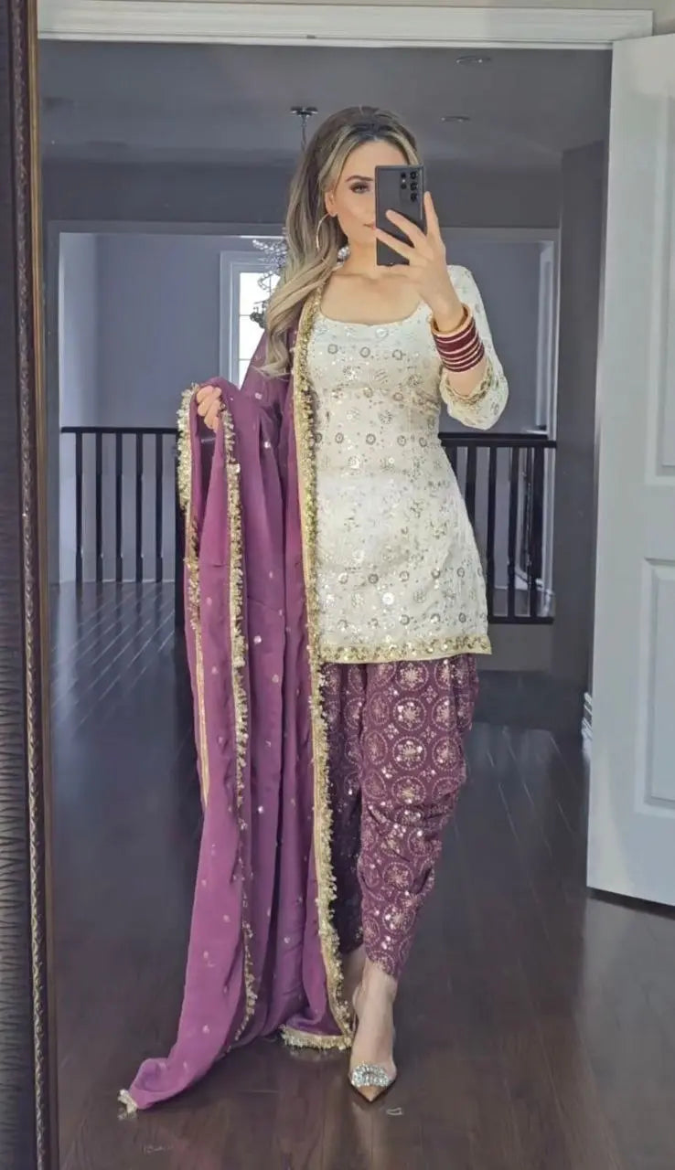 Designer Party Wear Look Top Dhoti Styles Salwar and Dupatta NextBuy