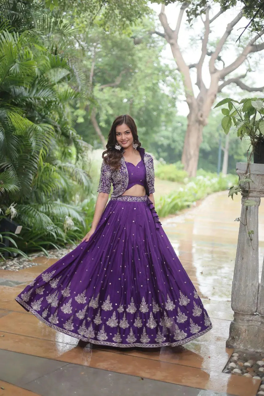 Pure Chinnon With Rich Embroidered Sequins Work (Full-Stitched) NextBuy