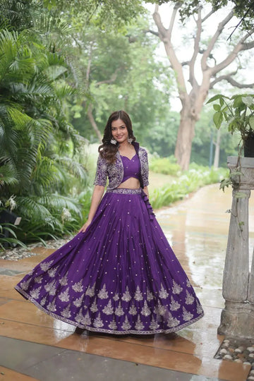 Pure Chinnon With Rich Embroidered Sequins Work (Full-Stitched) NextBuy