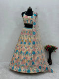 BRIDAL WEAR HEAVY FUAX GEORGETTE EMBROIDERED SEQUENCE WORK LEHENGAS CHOLI WITH DUPATTA NextBuy