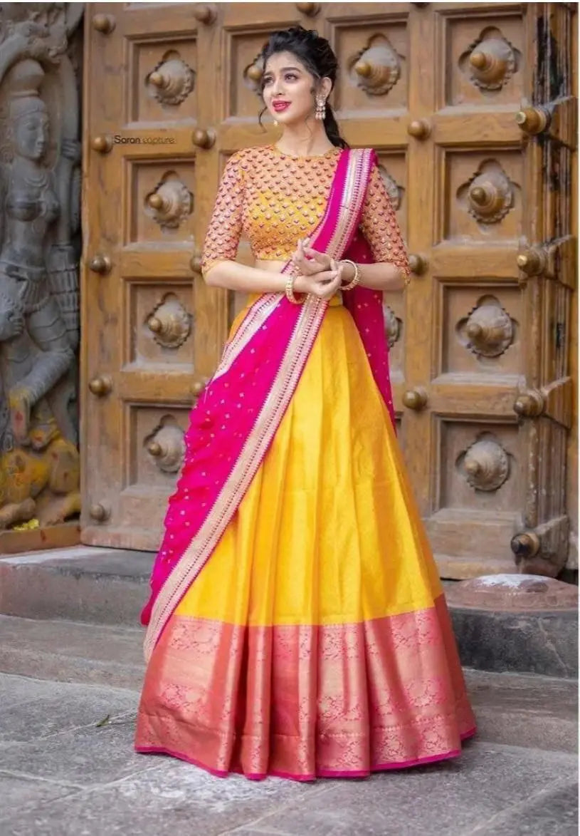 Kanjiveram Silk zari Half Saree Now In Trend NextBuy