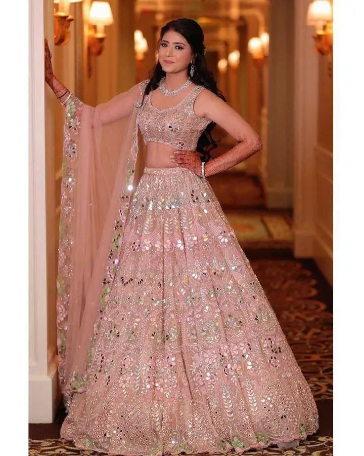Launching Exclusive 4-Meter Flare Real Mirror Embroidery Sequins Work Lehenga NextBuy