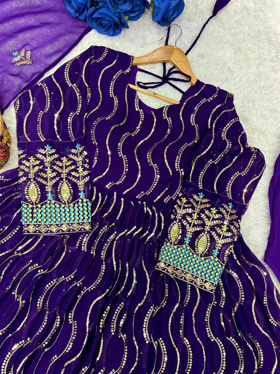Designer Gown with Heavy Embroidery Work – Perfect for Parties and Weddings